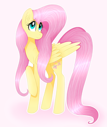 Size: 2336x2785 | Tagged: safe, artist:cosmiickatie, fluttershy, pegasus, pony, g4, female, high res, mare, raised hoof, smiling, solo