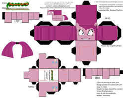 Size: 2979x2354 | Tagged: safe, artist:grapefruitface1, part of a set, pinkie pie, fanfic:cupcakes, g4, party of one, craft, cubeecraft, female, high res, insanity, papercraft, pinkamena diane pie, printable, psycho, smiling, solo
