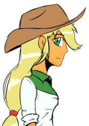 Size: 1592x2261 | Tagged: safe, artist:justingreeneart, applejack, equestria girls, g4, 30 minute art challenge, clothes, cowboy hat, female, freckles, hat, looking at you, smiling, solo, stetson