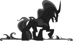 Size: 8109x4494 | Tagged: safe, artist:fruft, pony of shadows, pony, unicorn, g4, shadow play, absurd resolution, darkness, male, raised hoof, simple background, solo, stallion, transparent background, vector