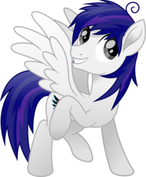 Size: 5414x6567 | Tagged: safe, artist:livehotsun, oc, oc only, oc:hotsun, pegasus, pony, absurd resolution, male, movie accurate, raised hoof, simple background, smiling, solo, spread wings, stallion, transparent background, vector, wings