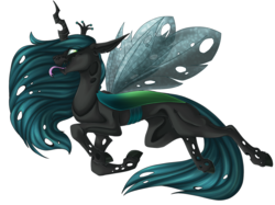 Size: 2048x1535 | Tagged: safe, artist:immagoddampony, queen chrysalis, changeling, changeling queen, g4, crown, female, jewelry, looking back, regalia, simple background, smiling, solo, tongue out, transparent background