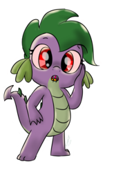 Size: 800x1214 | Tagged: safe, artist:emositecc, spike, dragon, vampire, g4, barb, fangs, looking at you, rule 63, simple background, solo, transparent background