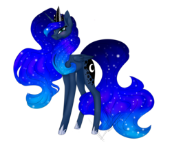 Size: 3500x2984 | Tagged: safe, artist:changeling-neon, princess luna, alicorn, pony, g4, female, galaxy mane, high res, simple background, solo, transparent background