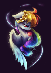 Size: 3508x4961 | Tagged: dead source, safe, artist:spectrumblaze, rainbow dash, pegasus, pony, g4, alternate hairstyle, bust, color porn, female, floppy ears, flower, laurel wreath, rose, solo, spread wings, wings