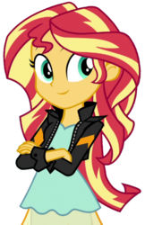 Size: 1324x2048 | Tagged: safe, artist:thebarsection, sunset shimmer, equestria girls, g4, clothes, crossed arms, female, simple background, smiling, solo, transparent background