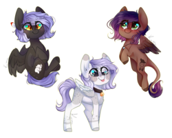 Size: 2000x1600 | Tagged: safe, artist:skimea, oc, oc only, oc:cloudy night, oc:evening howler, oc:mayumi, pegasus, pony, chibi, female, mare, simple background, tongue out, transparent background