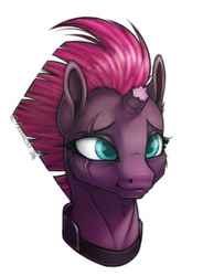 Size: 546x742 | Tagged: safe, artist:arceus55, tempest shadow, pony, unicorn, g4, my little pony: the movie, broken horn, bust, eye scar, female, horn, mare, pretty pretty tempest, scar, simple background, solo, transparent background