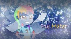 Size: 300x166 | Tagged: safe, artist:yaycelestia0331, rainbow dash, equestria girls, g4, secrets and pies, equestria girls interpretation, evil pie hater dash, female, picture for breezies, solo, wings
