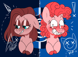 Size: 1958x1441 | Tagged: safe, artist:madreyarts, pinkie pie, earth pony, pony, g4, bust, duality, pinkamena diane pie, portrait