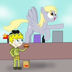 Size: 1024x1018 | Tagged: safe, artist:04startycornonline88, derpy hooves, human, pegasus, pony, g4, food, humanized, spongebob squarepants