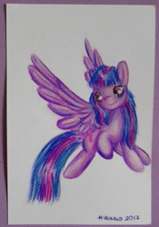 Size: 700x1000 | Tagged: safe, artist:hirundoarvensis, twilight sparkle, alicorn, pony, g4, female, solo, traditional art, twilight sparkle (alicorn)