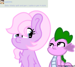 Size: 527x469 | Tagged: safe, artist:thatonefluffs, baby lickety-split, spike (g1), pony, g1, g4, g1 to g4, generation leap, simple background, transparent background