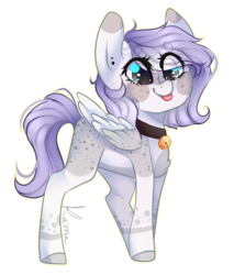 Size: 835x979 | Tagged: safe, artist:skimea, oc, oc only, oc:mayumi, pegasus, pony, bell, bell collar, chibi, collar, female, heart eyes, mare, simple background, solo, tongue out, transparent background, wingding eyes