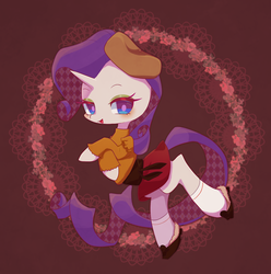 Size: 1280x1289 | Tagged: safe, artist:kkmrarar, rarity, pony, unicorn, g4, abstract background, beret, blushing, clothes, cute, female, hat, looking at you, mare, moe, raribetes, shoes, skirt, skirt lift, smiling, socks, solo, sweater
