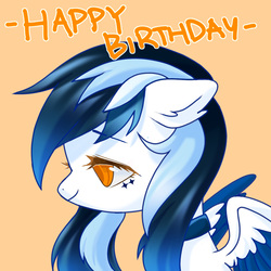 Size: 1000x1000 | Tagged: safe, artist:leafywind, oc, oc only, pony, female, happy birthday, mare, simple background, solo