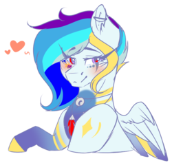 Size: 713x676 | Tagged: safe, artist:mauuwde, oc, oc only, oc:hoshiko, pegasus, pony, blushing, bust, colored wings, female, heart, mare, multicolored wings, portrait, simple background, solo, transparent background