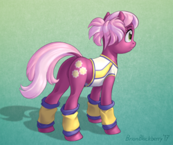 Size: 758x633 | Tagged: safe, artist:brianblackberry, cheerilee, earth pony, pony, g4, bottomless, butt, cheerileeder, cheerleader, clothes, dock, featureless crotch, female, flowerbutt, mare, partial nudity, plot, solo