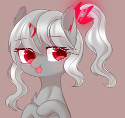 Size: 885x840 | Tagged: safe, artist:leafywind, oc, oc only, pony, unicorn, bust, female, mare, portrait, simple background, solo, tongue out