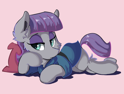 Size: 1280x973 | Tagged: dead source, safe, artist:saxopi, maud pie, earth pony, pony, g4, chest fluff, clothes, eyeshadow, female, lidded eyes, makeup, mare, solo