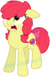 Size: 1280x1973 | Tagged: safe, artist:miserisyt, artist:moonlight-grey-bases, artist:shootingstaryt, apple bloom, earth pony, pony, g4, adult, base used, bow, female, mare, older, older apple bloom, open mouth, pigtails, solo, tail bow, watermark