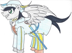 Size: 1478x1086 | Tagged: safe, artist:jamestkelley, oc, oc only, oc:silver lining, pegasus, pony, dungeons and discords, g4, bard, fantasy class, solo, traditional art