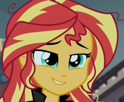 Size: 1035x857 | Tagged: safe, screencap, sunset shimmer, equestria girls, g4, bust, female, lip bite, messy hair, solo