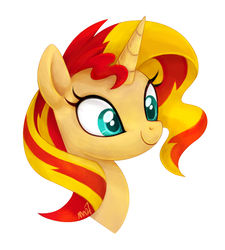 Size: 830x921 | Tagged: safe, artist:mn27, sunset shimmer, pony, unicorn, g4, bust, cute, female, portrait, shimmerbetes, smiling, solo