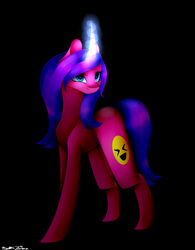 Size: 900x1152 | Tagged: safe, artist:purediamond360, oc, oc only, pony, unicorn, black background, curved horn, female, horn, magic, mare, simple background, solo