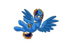 Size: 2000x1300 | Tagged: safe, artist:blues4th, oc, oc only, oc:blues, pegasus, pony, flying, jewelry, male, necklace, solo, wings