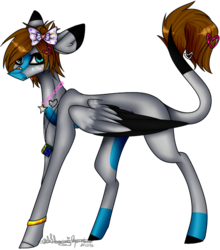Size: 536x610 | Tagged: safe, artist:ohflaming-rainbow, oc, oc only, oc:crazy smile, pegasus, pony, bow, female, mare, simple background, solo, transparent background