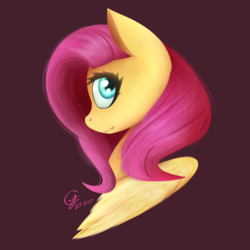 Size: 850x850 | Tagged: safe, artist:laptop-pone, fluttershy, pegasus, pony, g4, female, looking back, mare, signature, solo