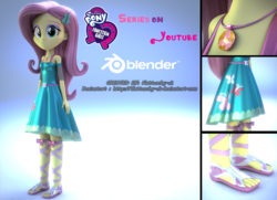 Size: 2658x1920 | Tagged: safe, artist:efk-san, fluttershy, equestria girls, equestria girls series, g4, 3d, blender, clothes, feet, female, geode of fauna, jewelry, lace sandals, magical geodes, necklace, sandals, solo, toes