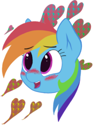 Size: 590x724 | Tagged: safe, artist:chickensandwich, rainbow dash, g4, blushing, cute, female, heart, solo