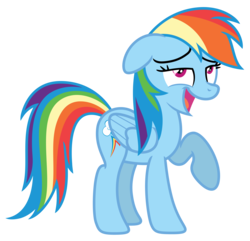 Size: 6170x5943 | Tagged: safe, artist:estories, rainbow dash, pegasus, pony, g4, absurd resolution, female, lidded eyes, mare, open mouth, raised hoof, simple background, smiling, solo, transparent background, vector