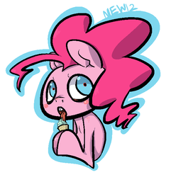 Size: 586x608 | Tagged: safe, artist:ferrettea, pinkie pie, g4, female, food, ice cream, licking, solo, tongue out