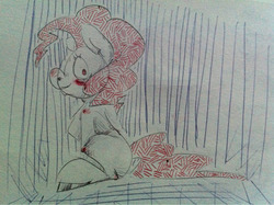 Size: 1280x957 | Tagged: safe, artist:ferrettea, pinkie pie, g4, female, sitting, solo, texture, traditional art