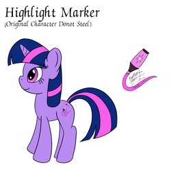 Size: 1280x1280 | Tagged: safe, artist:cybersquirrel, oc, oc only, oc:highlight marker, pony, unicorn, donut steel, female, not twilight sparkle, reference sheet, simple background, solo