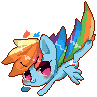 Size: 97x97 | Tagged: safe, artist:snow angel, rainbow dash, pegasus, pony, g4, chibi, female, flying, mare, pixelated, simple background, solo, transparent background