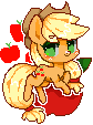 Size: 84x113 | Tagged: safe, artist:snow angel, applejack, earth pony, pony, g4, chibi, cute, female, jackabetes, mare, pixel art, simple background, solo, transparent background