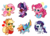 Size: 323x232 | Tagged: safe, artist:snow angel, applejack, fluttershy, pinkie pie, rainbow dash, rarity, twilight sparkle, butterfly, g4, apple, balloon, book, flying, food, happy, looking at you, mane six, pixelated, simple background, transparent background