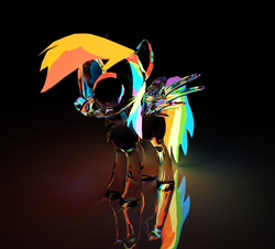 Size: 1500x1354 | Tagged: safe, artist:duskie-06, rainbow dash, pony, g4, 3d, female, glass, reflection, solo