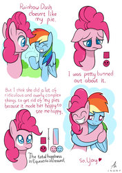 Size: 2480x3507 | Tagged: safe, artist:truffle shine, pinkie pie, rainbow dash, earth pony, pegasus, pony, g4, secrets and pies, bike cuck meme, comic, eyes closed, female, floppy ears, frown, happy, high res, hug, mare, meme, owlturd, ponified, raised hoof, sad, smiling, stolen bike meme