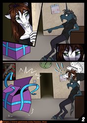 Size: 905x1280 | Tagged: safe, artist:sunny way, oc, oc only, oc:steven saidon, oc:sunny way, comic:the gift comic, rcf community, box, calendar, comic, feather, present, shocked, wings