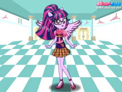 Size: 800x600 | Tagged: safe, artist:user15432, sci-twi, twilight sparkle, human, equestria girls, g4, my little pony equestria girls: friendship games, clothes, crystal prep shadowbolts, glasses, high heels, humanized, pegasus wings, ponied up, pony ears, school outfit, school spirit, school uniform, sci-twilicorn, shoes, solo, starsue, winged humanization, wings