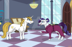 Size: 1280x843 | Tagged: safe, artist:detoxx-retoxx, prince blueblood, rarity, pony, unicorn, g4, clothes