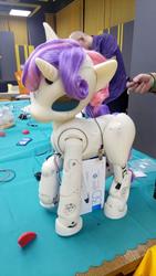 Size: 720x1280 | Tagged: safe, sweetie belle, human, robot, sweetie bot project, g4, computer, derpfest, irl, irl human, photo, proto3, sweetie bot