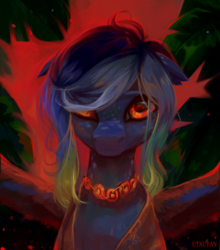 Size: 1275x1449 | Tagged: safe, artist:utauyan, oc, oc only, pegasus, pony, art trade, female, hair over one eye, looking at you, mare, solo