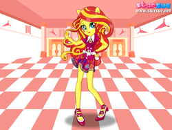 Size: 800x600 | Tagged: safe, artist:user15432, sunset shimmer, human, equestria girls, g4, my little pony equestria girls: friendship games, bracelet, clothes, dress, high heels, jewelry, ponied up, pony ears, school outfit, school spirit, school uniform, shoes, solo, starsue, wondercolts