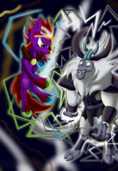 Size: 2432x3520 | Tagged: safe, artist:thebadgrinch, storm king, oc, oc:zantheon, earth pony, pony, g4, my little pony: the movie, cloak, clothes, high res, magic